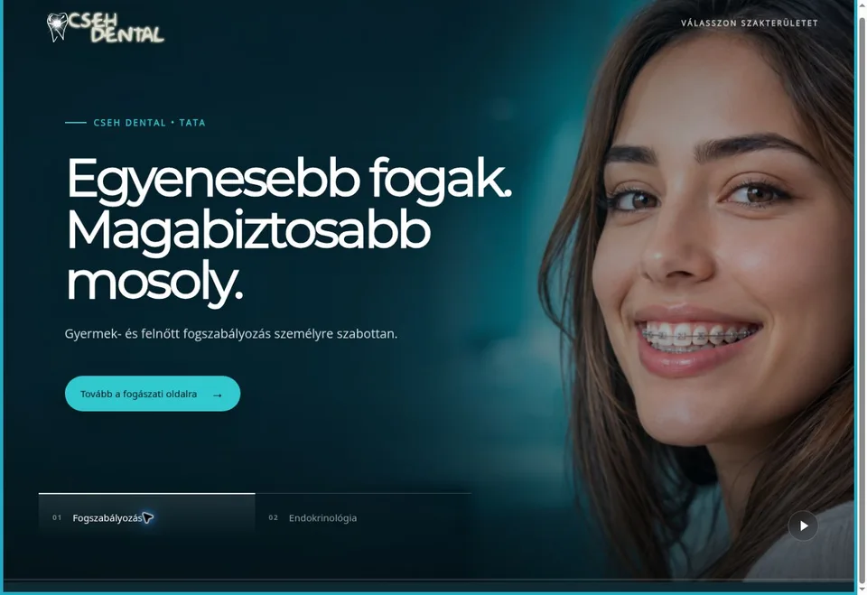 A Cseh Dental weboldalának képernyőképe
